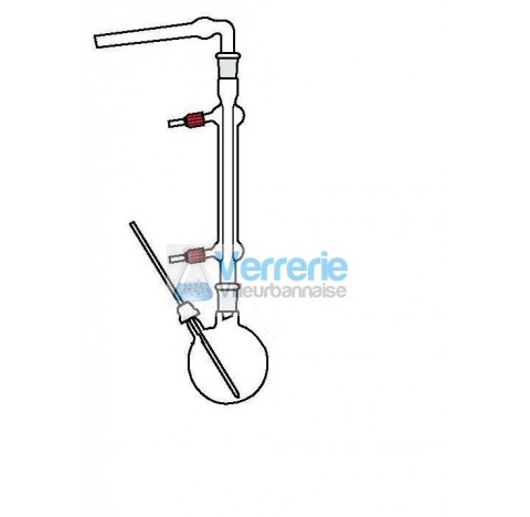 Glass apparatus for reflux with absorption compound : a boiloing flask double necks 250ml 19/26 scre