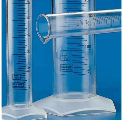 Blue graduated mesuring cylinder 2 liters graduation 200 ml subdivision 20 ml tolerance +/-20 O.D. 8