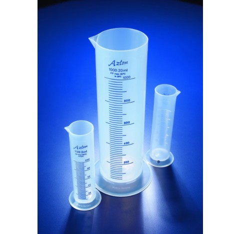 Eprouvette forme basse serigraphie bleue PP clair 100ml