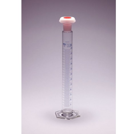 Eprouvette  graduee bleu bouche MBL pied hexagonal classe B 25ml CN14/23