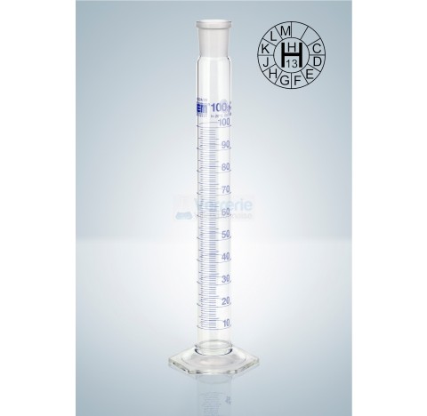 Eprouvette rodee 10 ml classe A en verre ,graduation bleue DIN ISO 4788 marquage d'identification ve