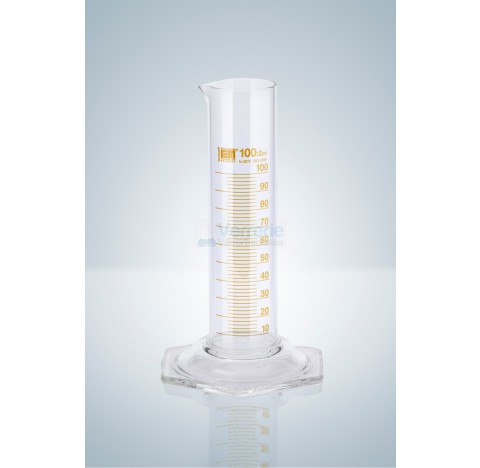 Eprouvette graduee 2 litres forme basse classe B graduation ambre DIN EN ISO 4795 subdivision : 50 m