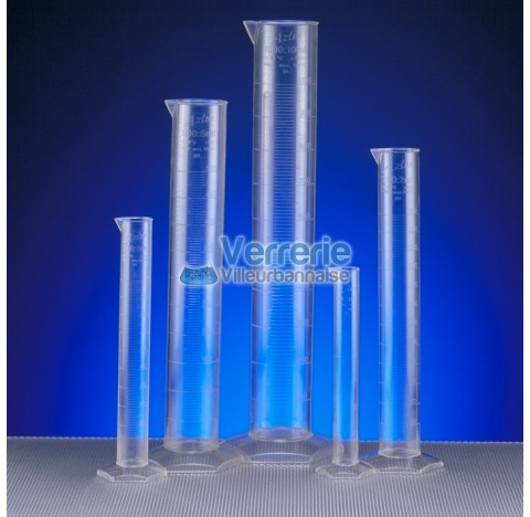 Glass cylinder 1 liter polymethylpentene TPX transparent graduated Diam. Ext. 69 mm height. 414mm