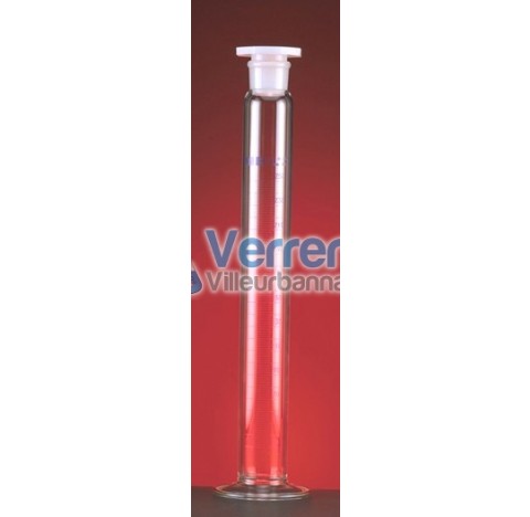 Glass cylinder 1 liter socket 45/40 class A ISO 4788 with plastic stopper O.D.. 67 mm height. 465 mm