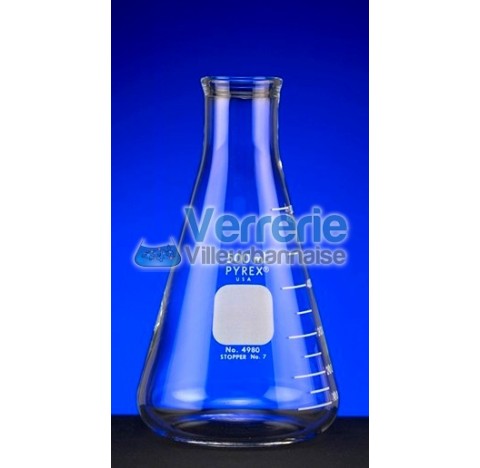 Erlenmeyer flask 250 ml heavy duty Dim: height. 132mm Diam. Int du col 27 mm diameter of bottom 71 m