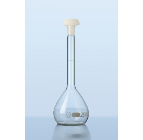 DURAN Volumetric flask,white graduation, class BW, with one graduation mark, polyethylene stopper, N