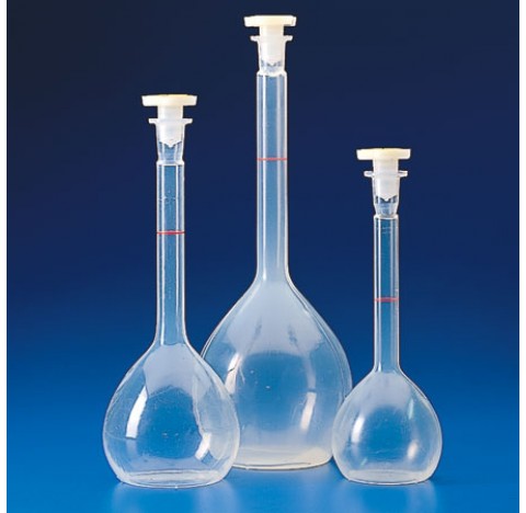 Volumetric flask 250 ml height 225mm O.D. 82 mm in PMP