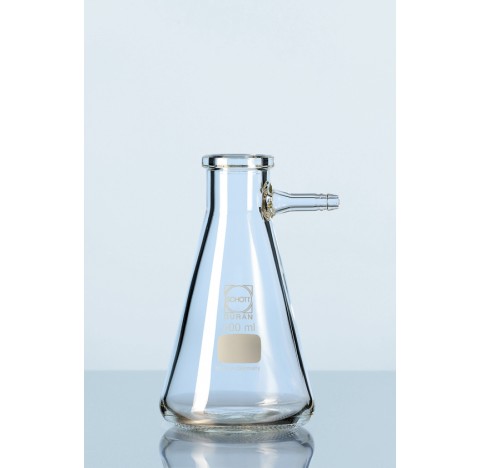 Vacuum flask,100 ml, with plastic connection hose diameter 9 mm, for vacuum use, diameter 64 mm neck