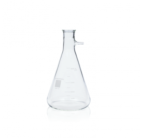 Fiole graduee pour filtration 2000 ml, verre borosilicate de Type I clair, avec obturateur en silico