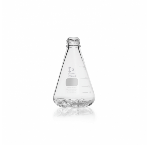 Duran baffled flask, GL 45, with 4 bottom baffles, 1000 ml 1 liter without screw cap