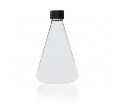 Fiole Erlenmeyer 1000 ml en verre borosilicate de Type I clair, avec filetage 38-430, bouchon noir a