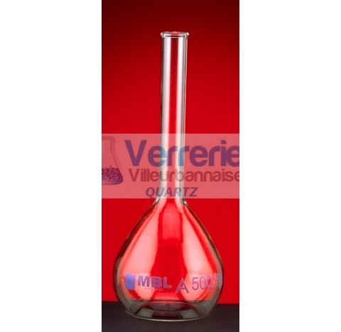 Fiole jaugee quartz capacite :25 ml  haute temperature verre silice incineration dessication combust