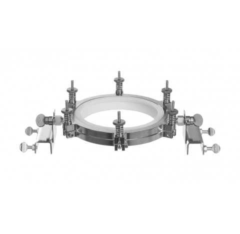 Flange support clamp for flat flange DN150 schott PF ,stainless steel and PTFE with two supporting d