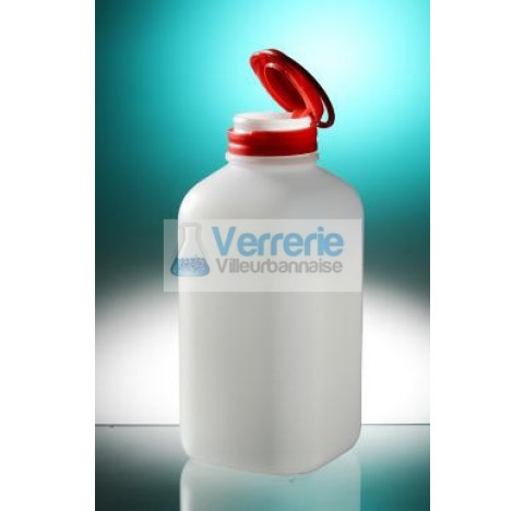 Square bottle graduated 500ml HDPEgraduated,height 148 diameter 29and tamper-evident hinged cap wh, 