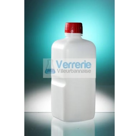 Square bottle 1L HDPE graduatednaturel height 182 diameter 28 + tamper-evident screw cap with shaped
