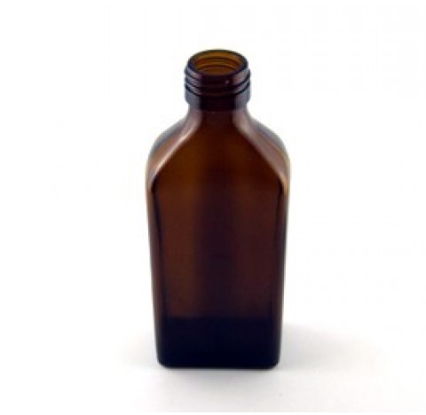 Flacon plat 200 ml verre jaune sodocalcique jaune bague PP28