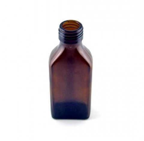 Flacon plat 100 ml verre jaune sodocalcique jaune bague PP28