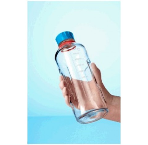DURAN YOUTILITY bottle, clear, graduated, GL 45, with cyan screw-cap and pouring ring (PP), 125 ml p
