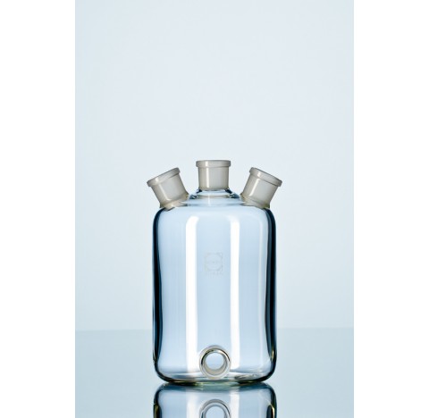 Duran Woulff bottles 500 ml with 3 necks, NS 19/26 and lateral socket 19/26 diameter 87 mm