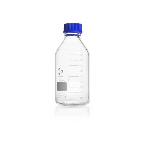 DURAN Laboratory bottle, clear, graduated, GL 45, with screw-cap and pouring ring (PP), 1000 ml pack