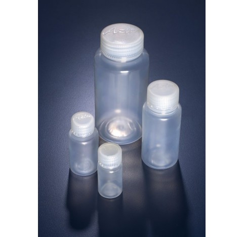 Flacon rond gradue col large PP bouche plage de marquage 150ml
