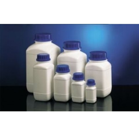 Flacon plastique PEHD de 1,5 litre, blanc, 100gr, col central filetage 80DIN-E, ONU solide, marquage