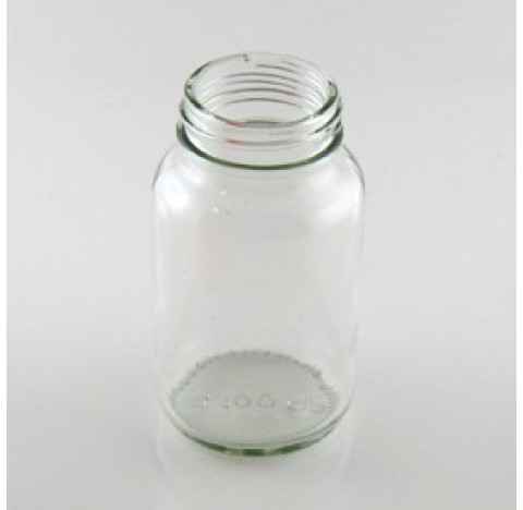 Flacon pharmaceutique 100 ml col large ouverture en verre, poudrier en verre R3/38 sodocalcique bagu
