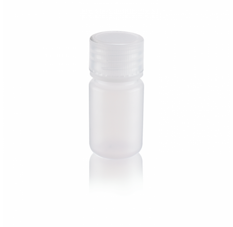 Flacon a col large antifuite 30 ml en polypropylene, 1 oz, avec bouchon visse 28-410, naturel, autoc