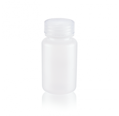 Flacon a col large antifuite 125 ml en polypropylene, 4 oz, avec bouchon visse 38-410, naturel, auto