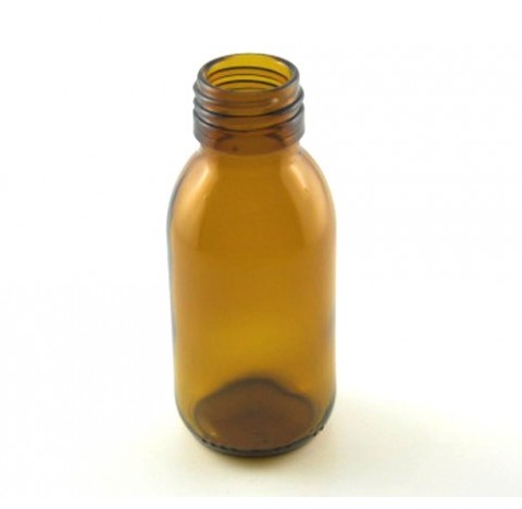 Flacon sirop 90 ml verre jaune sodocalcique jaune bague PP28