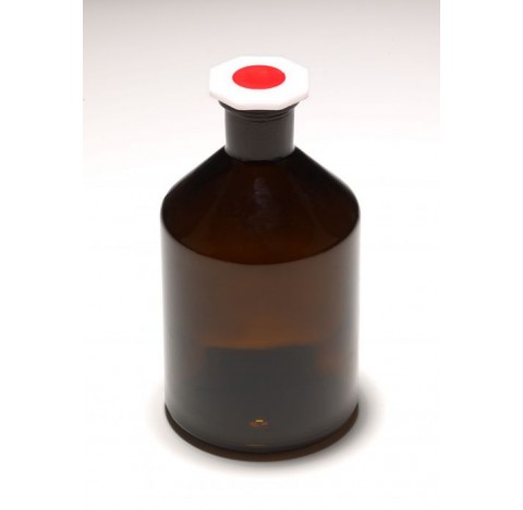 Flacon 500 ml en verre sodocalcique ambre avec bouchon PE