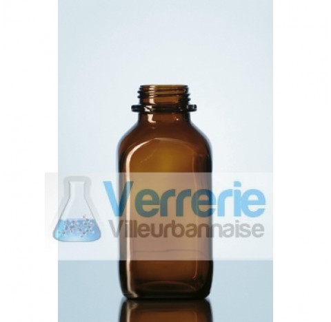 Round bottle, narrow neck, amber, soda-lime-glass, pouring ring and dust cap, 2500 ml packing of 1