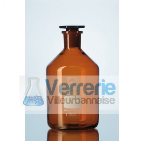 DURAN reagent bottle, narrow neck, NS 12/21, amber, with glass flat-head stopper, 25 ml packing of 1