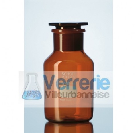 DURAN reagent bottle, wide neck, with NS 24/20, amber, with standard ground joint with glass flat-he
