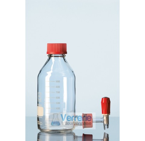 Duran aspirator bottles 10 000 ml with screw thread GL 45, tabulator with GL 32, with PTFE stopcock 