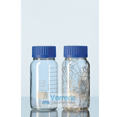 DURAN GLS 80 Laboratory glass bottle, protect, wide neck, plastic coated (PU), with screw cap and po