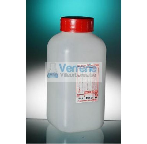 Square bottle 500ml HDPE graduatednaturel height 146 diameter 37, 10mg SODIUM THIO, label reand scre