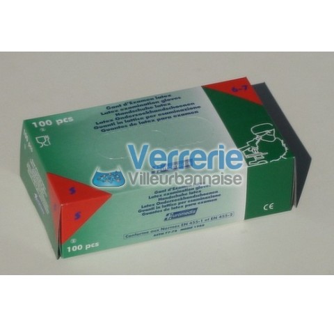 Latex gloves Xsmall 5/6 standard disposable powdered very good tear strenght box of 100