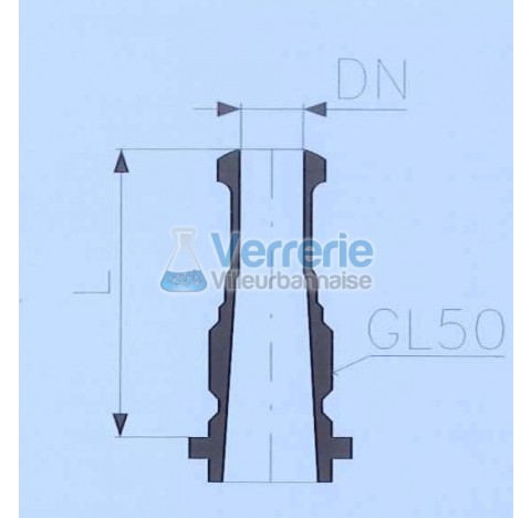 Adaptateur droit pas de vis GL50 DN 25 KZA longueur L : 100mm verre industriel