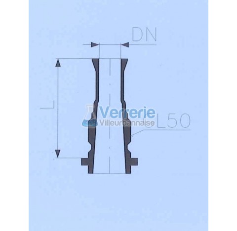 Adaptateur droit pas de vis GL50 DN 25 RK longueur L : 100mm verre industriel