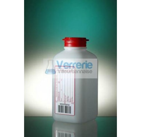 Square bottle 500ml HDPE graduatednaturel height 148 diameter 29, 60mg SODIUM THIO, label grand tamp