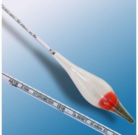 Densimetre en verre amplitude 0.995-1.038 g/ml ASTM  division 0,001 precision 0,001 longueur totale 