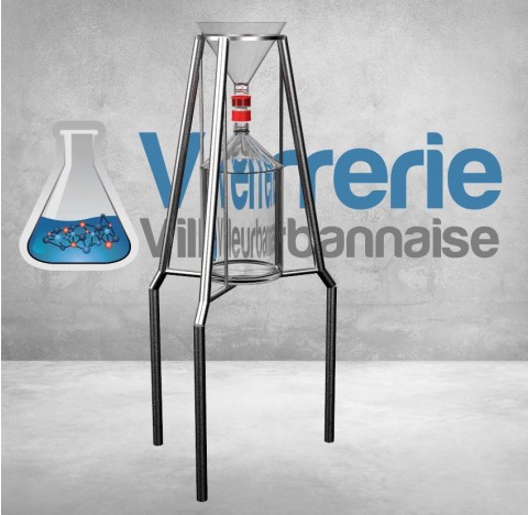 Jauge Owen complète , flacon 20 litres , entonnoir 250 mm avec GL45 et support en inox