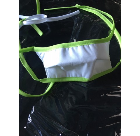 Masque grand public lavable, masque tissu polyester coton 120 gr blanc, mousse polyester 100gr/m², n