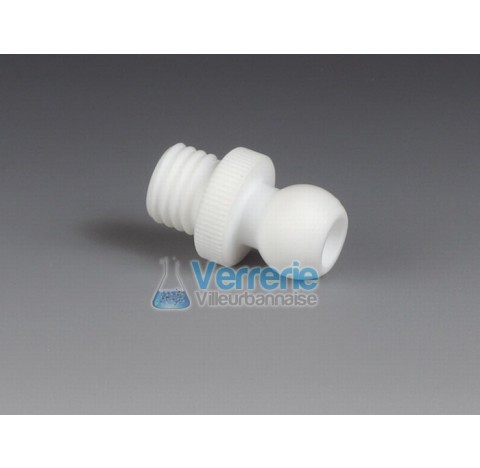 Adapter spherical ground joint S19 thread GL18, PTFE bore diam 10,5mm, angle max 25 degree temperatu