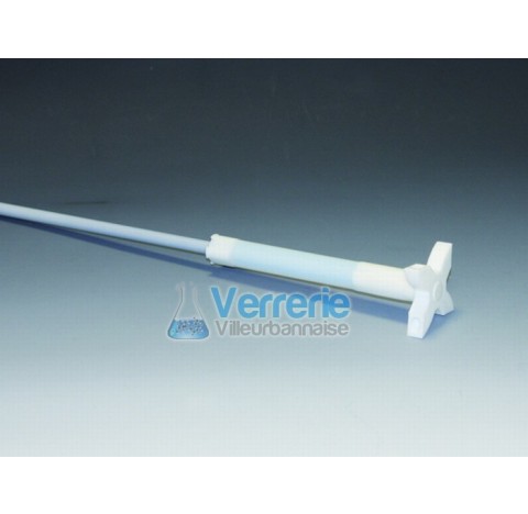 Gassing stirrer with 4 blades, PTFE Lenght 657 mm shaft diam 10 mm chucking diam 8 mm blade dimensio