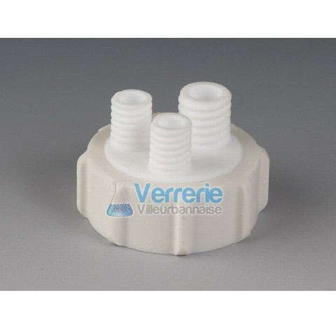 Distributor cap for canister PTFE thread S60 with necks 3xGL18 temperature resistance -200 to 250 de