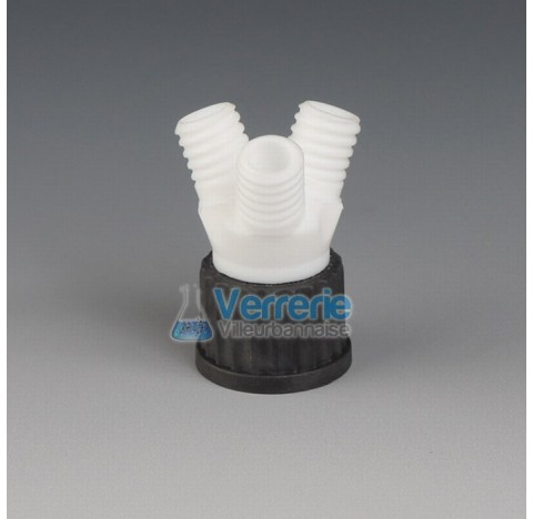 Multiple distributor cap for bottle ,PTFE Thread GL25 with 3 necks GL14 for tubing OD 6mm temperatur