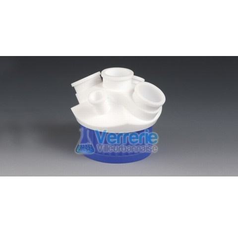 Distributor cap for bottle, PP PTFE thread GLS80 center neck NS 29/32 lateral necks 2 x NS 29/32 and