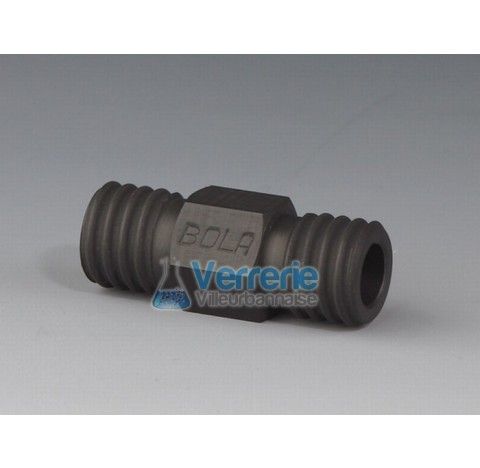 Straight adapter EX, PTFE-EX thread 2x GL25 bore diam 14,5mm lenght 56 mm wrench size 27mm a safe pr